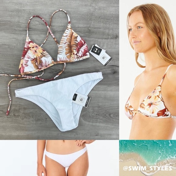 ☀️RIP CURL☀️ LEILANI XBACK TRI Premium Surf Cheeky Coverage Bikini SET - Picture 1 of 13